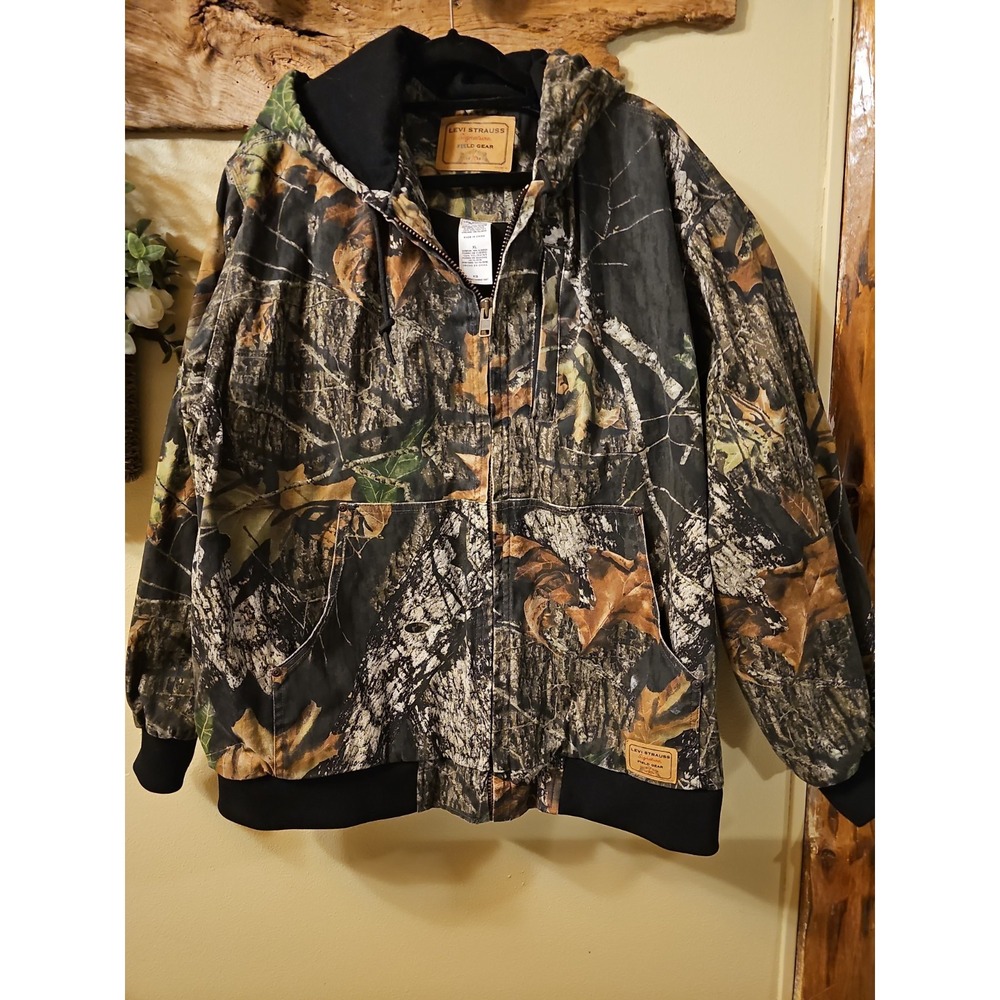 Levi Strauss Signature Men Camo Field Gear Hooded Canvas Jacket Coat Size XL D1